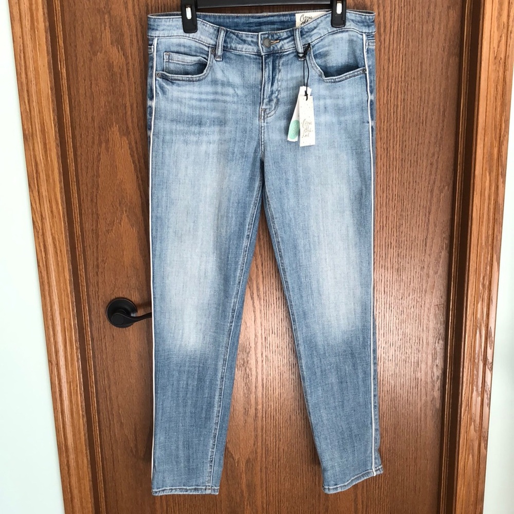 Cosmic Blue Love Boyfriend Cut Jeans with Leg Piping